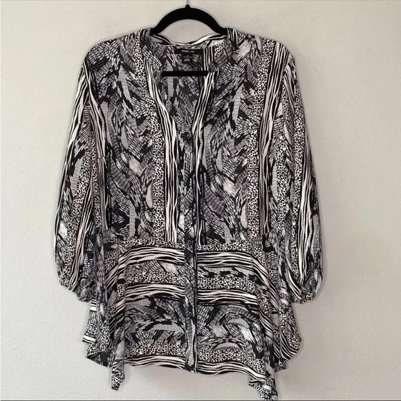 Style & co animal print peplum button down tunic blouse size 1X - Picture 1 of 8